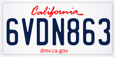 CA license plate 6VDN863