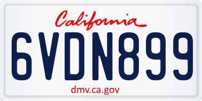 CA license plate 6VDN899