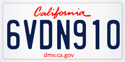CA license plate 6VDN910
