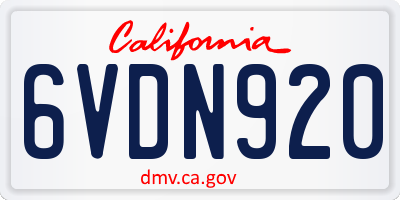 CA license plate 6VDN920