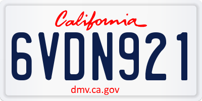 CA license plate 6VDN921
