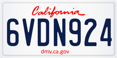 CA license plate 6VDN924