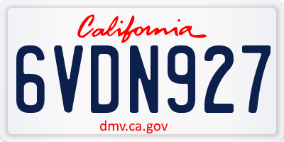 CA license plate 6VDN927