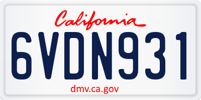 CA license plate 6VDN931