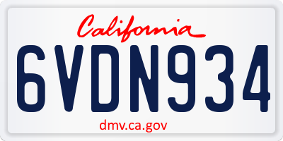 CA license plate 6VDN934