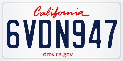 CA license plate 6VDN947