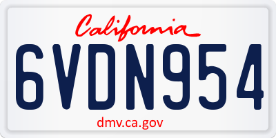 CA license plate 6VDN954