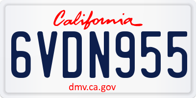 CA license plate 6VDN955