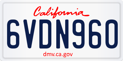 CA license plate 6VDN960