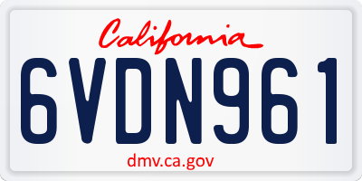 CA license plate 6VDN961