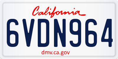 CA license plate 6VDN964