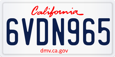 CA license plate 6VDN965