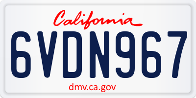 CA license plate 6VDN967