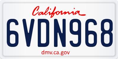 CA license plate 6VDN968