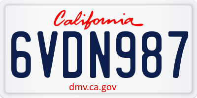 CA license plate 6VDN987
