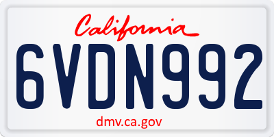 CA license plate 6VDN992
