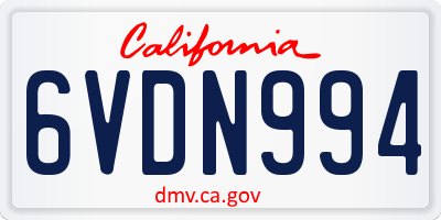 CA license plate 6VDN994