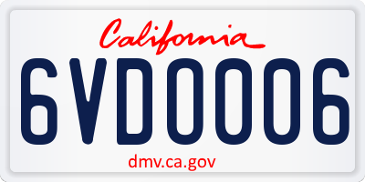 CA license plate 6VDO006