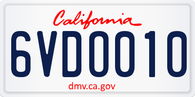 CA license plate 6VDO010