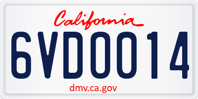 CA license plate 6VDO014