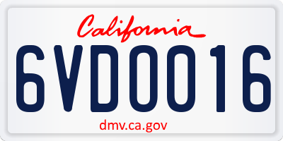 CA license plate 6VDO016