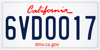 CA license plate 6VDO017