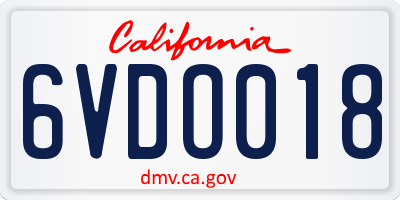 CA license plate 6VDO018