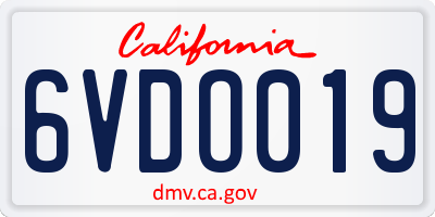CA license plate 6VDO019