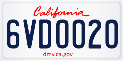 CA license plate 6VDO020