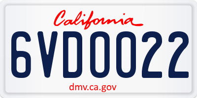 CA license plate 6VDO022