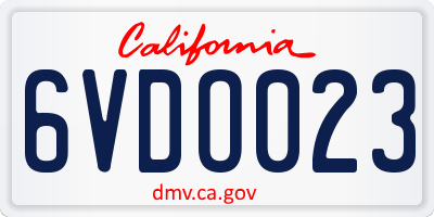 CA license plate 6VDO023