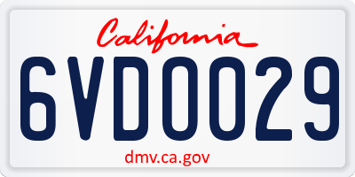 CA license plate 6VDO029