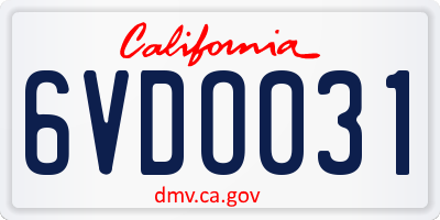 CA license plate 6VDO031