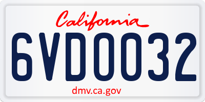 CA license plate 6VDO032