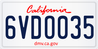 CA license plate 6VDO035