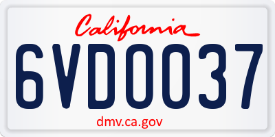 CA license plate 6VDO037
