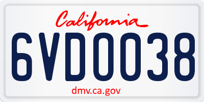 CA license plate 6VDO038