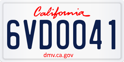 CA license plate 6VDO041
