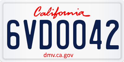 CA license plate 6VDO042