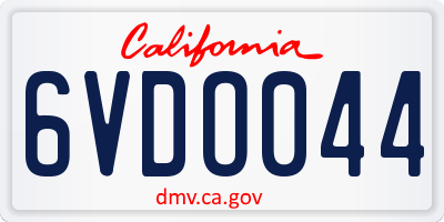 CA license plate 6VDO044