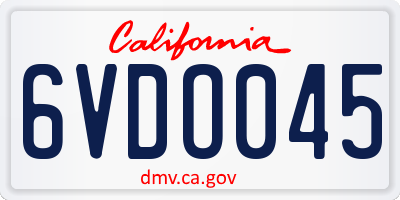 CA license plate 6VDO045