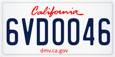 CA license plate 6VDO046