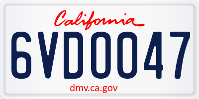 CA license plate 6VDO047