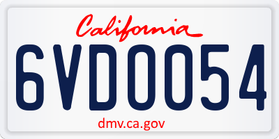 CA license plate 6VDO054
