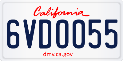 CA license plate 6VDO055