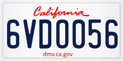 CA license plate 6VDO056