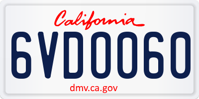 CA license plate 6VDO060