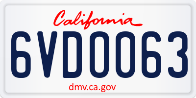 CA license plate 6VDO063