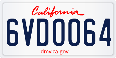 CA license plate 6VDO064