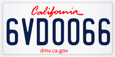 CA license plate 6VDO066